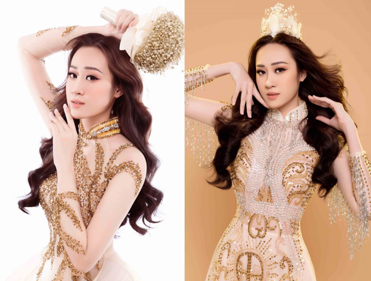 Anika Trinh Trinh duyên dáng với áo dài